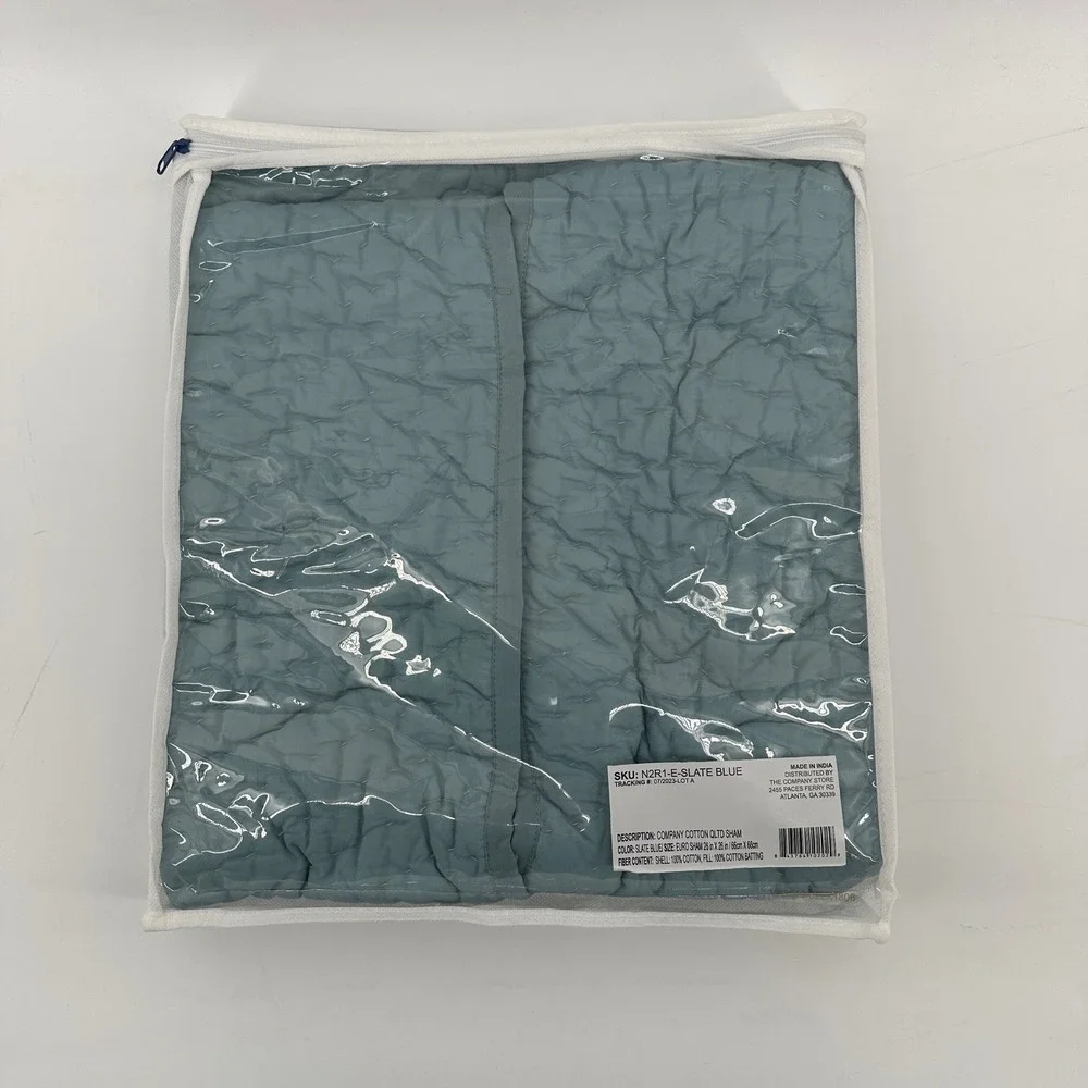 The Company Store Company Cotton Quilted Euro Sham Slate Blue N2R1E